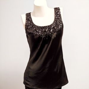 LOFT Black Silk Sequin Blouse Size 4